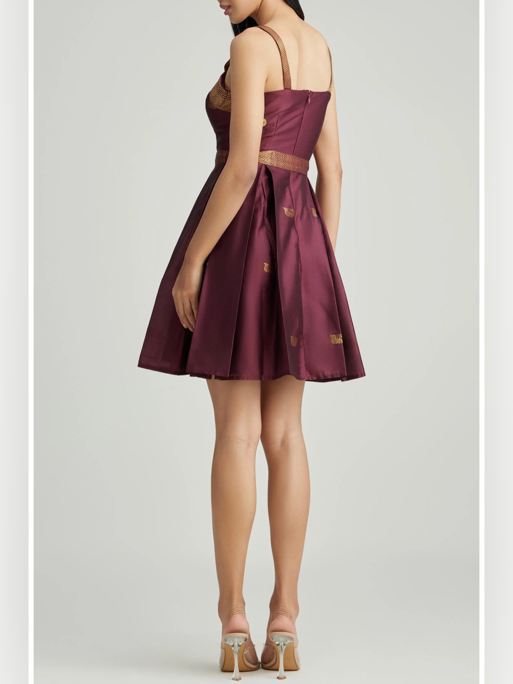 Nwot- Gianna Fit & Flare Silk Dress Holichic, Maroon & Gold, Size Xl — image 2 of 8